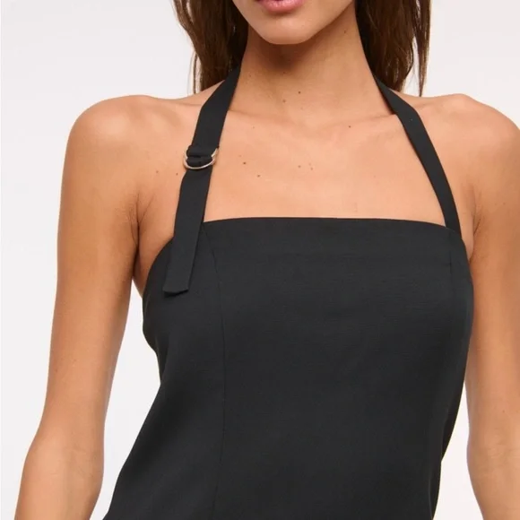ABERCROMBIE & FITCH Black Halter Tailored Mini Dress - Picture 4 of 7